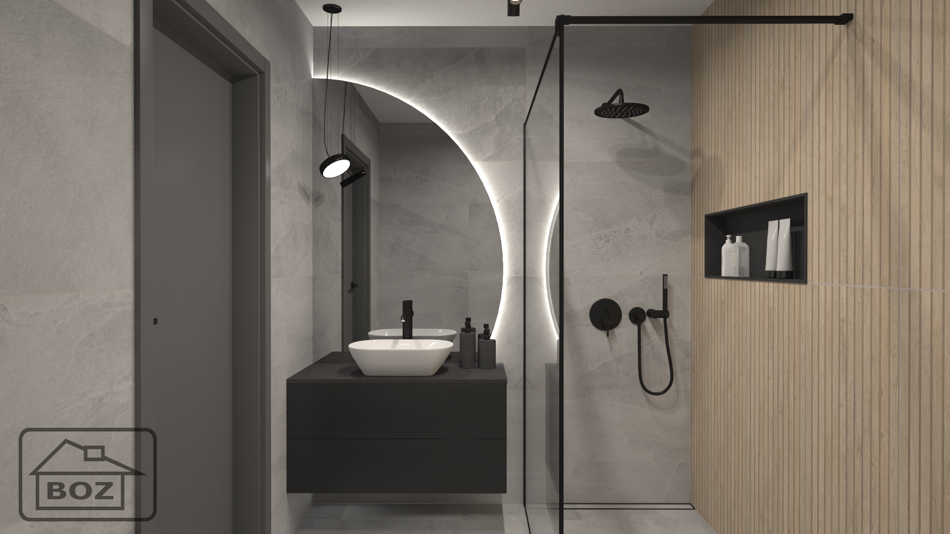 Łazienka z lamelami