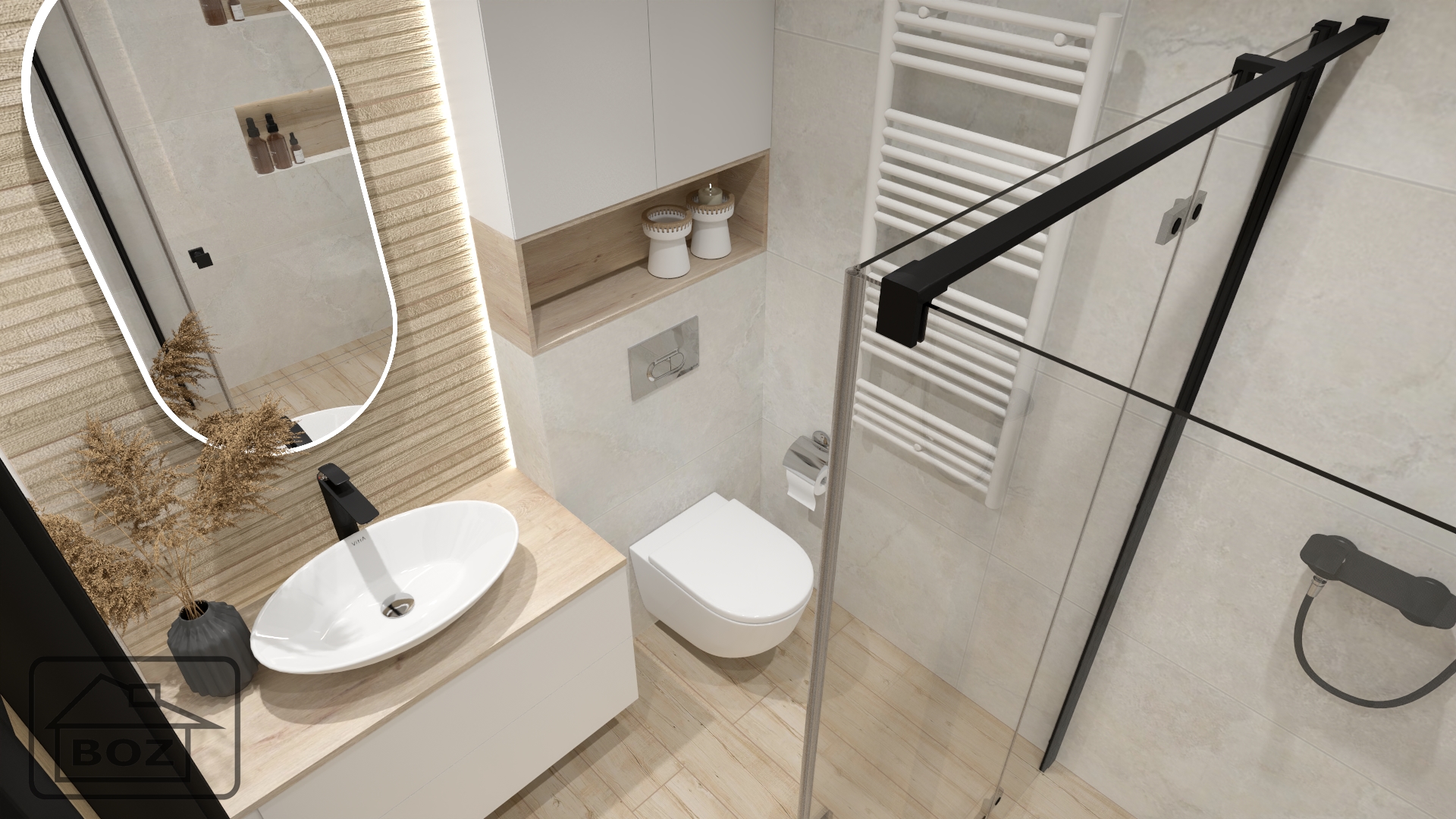 Łazienka z zabudową meblową