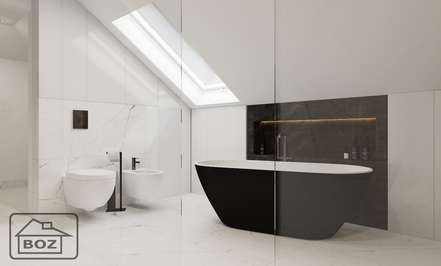 czarno-biała łazienka